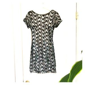 Black and silver sequin mini dress